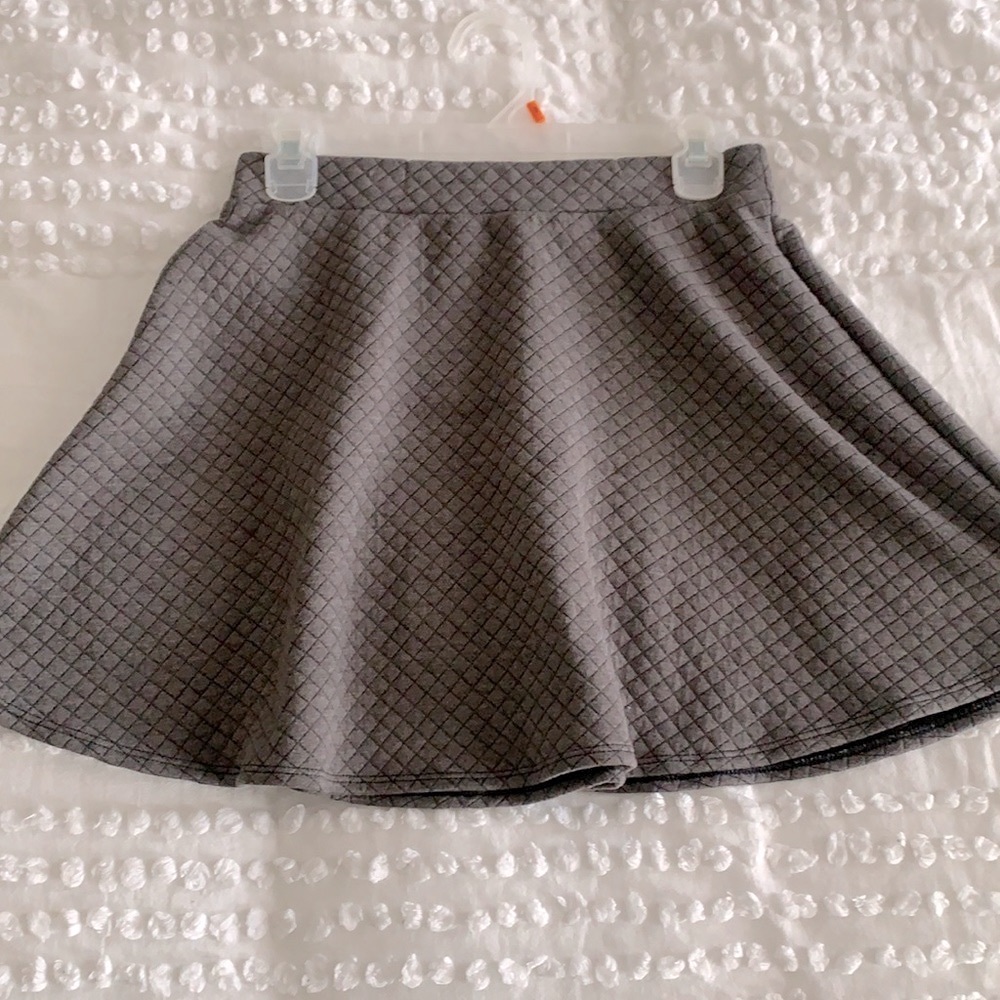 Gray Quilted A-Line Skirt